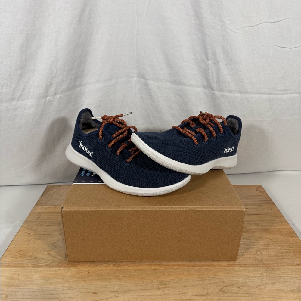 Allbirds Navy Sneakers with Brown Laces
